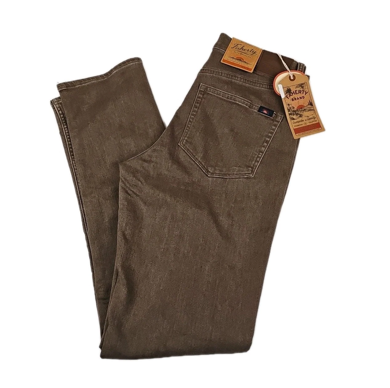 NWT Faherty Stretch Terry 5 Pocket Pants Mens 30x32 Athletic Fit Driftwood Brown