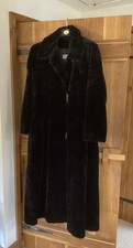 Glamorous Vintage Wallis black Faux Fur swing flared long maxi Coat UK 14 - 18