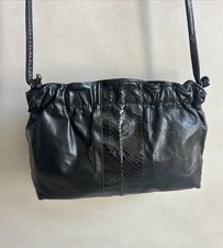 Black Leather Bag With Snake Skin