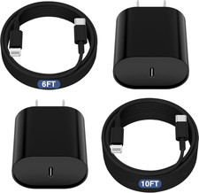 Fast Charger for Iphone 14 13 12 Charge Fast Charging, 2Pack 6FT 10FT USB C to L