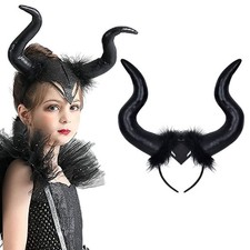 AUOCATTAIL Devil Horns Maleficent Horns Black Long Women Horns Cosplay Costum...