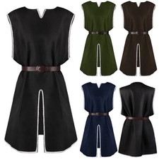 Mens Medieval Costume Halloween Renaissance Tunic Viking Pirate Top Blouse Shirt