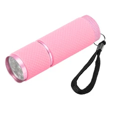 9 LED Glow in Dark Flashlights, Mini Aluminum Flashlight, Pink