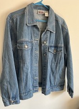 Vintage BILL BLASS Jean Jacket Mid-Dark Blue 100 Denim Cotton Size Large