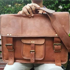 New Shoulder Laptop Messenger Briefcase Bag Vintage Handmade Men Genuine Satchel