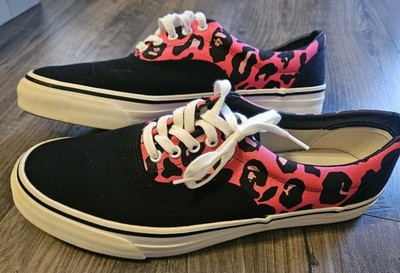 Bape A Bathing Ape Pink Black Foot Soldier Classic Shoe Cheetah Men's Size 10
