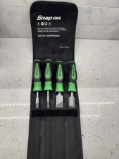 Snap On Tools NEW SGHBF600AG 4 Piece GREEN Soft Grip Mixed File Set