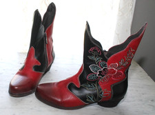 Spring Step Lartiste 37 Red Leather Cowboy Bo...