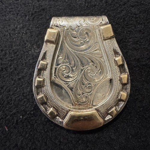 Edward H. Bohlin Sterling Silver Horseshoe Money Clip 65.1G w/ 14k Gold