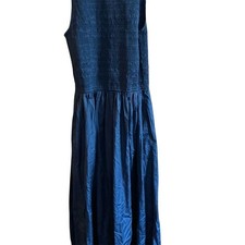 Madewell Women's Blue Scoopback Smocked Midi Dress Size S Casual