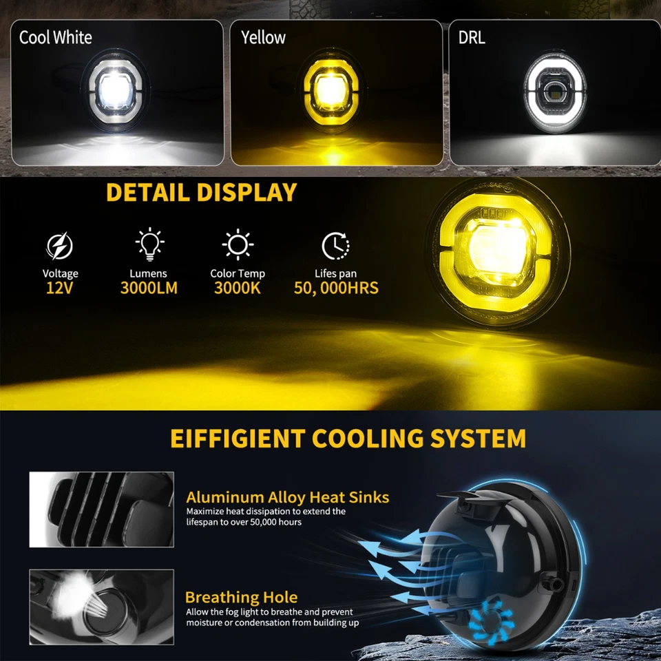 2PCS LED Fog Lights Bumper Lamps For Toyota Tacoma 2005-2011 Tundra 2007-2013 - Image 2 of 4