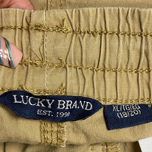 Lucky Brand Boys Brown Drawstring Elastic Waist Stretch Pull On Cargo Pants XL - Picture 8 of 10