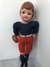 11 Antique Vintage Japan Celluloid Molded Football Player Cloth Body Doll o