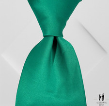 Vesuvio Napoli Mens Neck Tie Solid Green Long Tie Satin 61 x 3.5