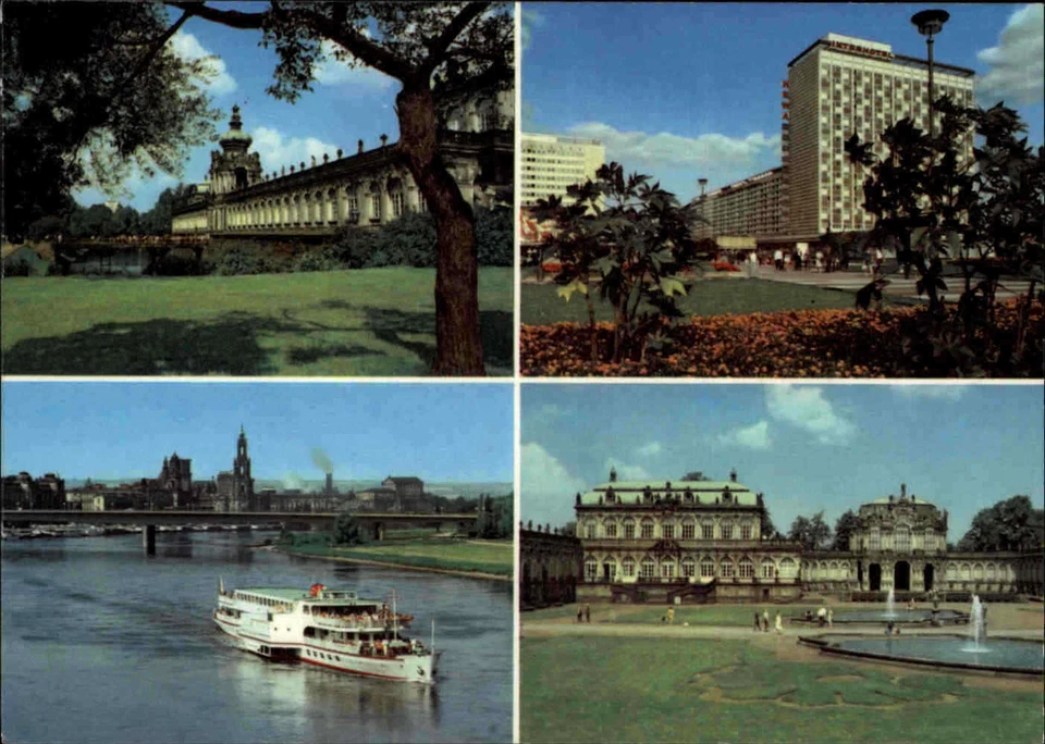 DRESDEN Sachsen DDR Mehrbildkarte um 1974 mit 3 Echtfoto-Ansichten, Brück & Sohn - Bild 1 von 2