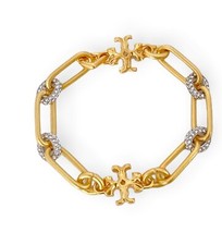Auth NEW Stunning Tory Burch GOLD Roxanne Chain Pave Bracelet w/Tag  Dust Bag