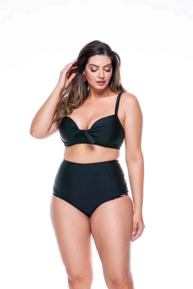 Bikini Talla Grande con Lazo y Abultamiento, Correas Ajustables en Negro TALLA 4X - LEHONA Foto 3 de 3