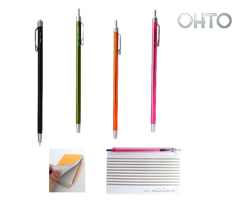 OHTO minimo Slim Short Ballpoint Pen 0.5mm Black Ink Choose from 4 Body