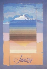 Postcard Washington 1987 Mt. Hood Jazz Festival Music Illustration