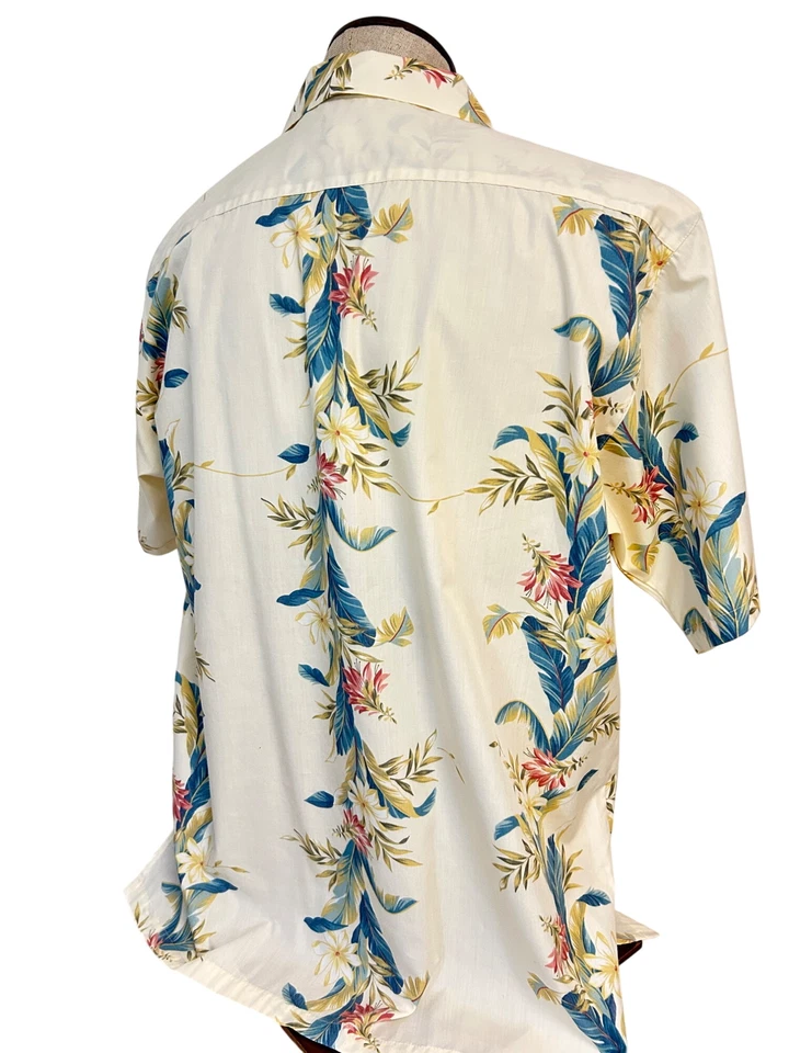 Camisa Hawaiana Original Mango Okinawa De Colección Estampado Floral Manga Corta Grande Foto 3 de 4