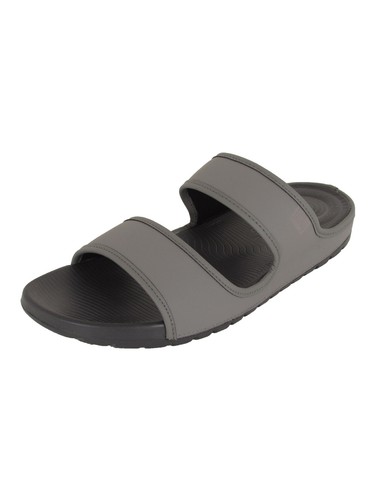 Fitflop Mens Lido Double Slide Sandals in Neoprene, Charcoal