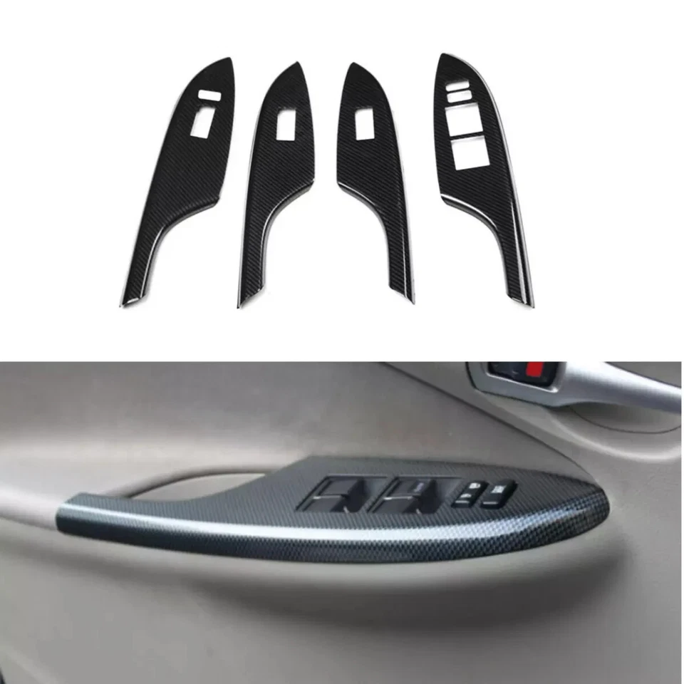 适用于丰田卡罗拉 2007 - 2013 碳纤维外观窗户开关升降盖装饰 — 第 4/4 张图片