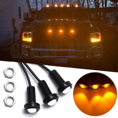 3-Piece Amber LED Grille Light Kit – Fits GMC Sierra, Chevy Silverado, Ford F-150, Dodge Ram & More
