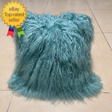 100 Real Mongolian Lamb Fur Cushion Cover/Pillowcase 20X20Inch, Green 