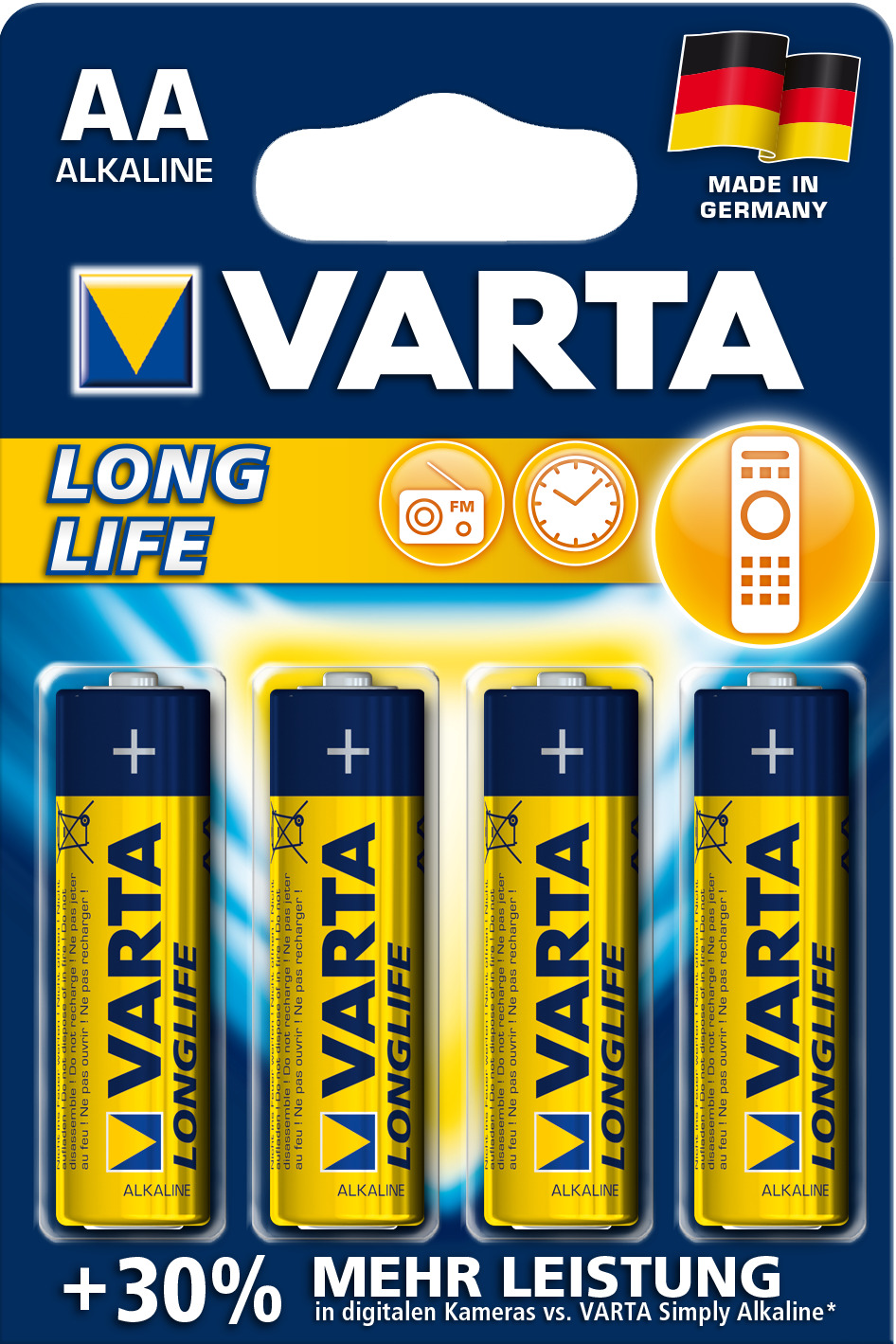 Thumbnail - Varta Longlife Alkaline 1,5v Aa Lr06 Migon Batterie 4er Blister