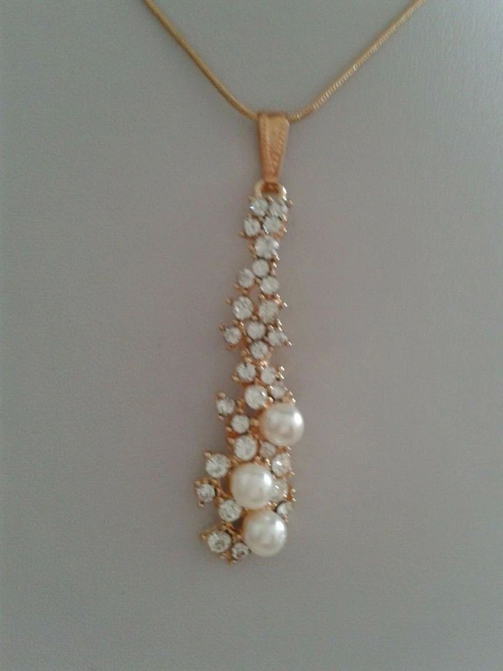 Schmuck Halskette Schlangenkette 18 K Rosevergoldet mit Kristall-Anhänger 42 cm - Bild 2 von 4