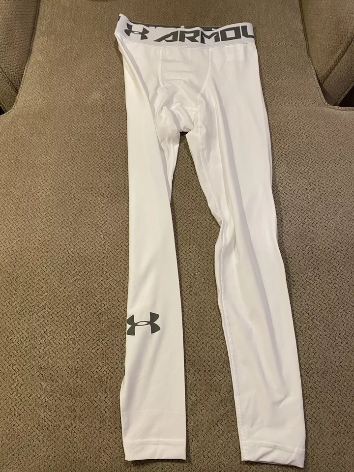 Mens Under Armour Spandex Tights Compression Pants White Medium New - Image 2 of 2