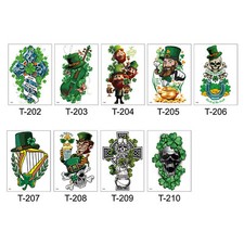 9Pcs Women Men Saint Patricks Day Tattoos Stickers Body Art Makeup Accessory