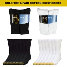 Gold Toe Men's 6 Pack Cotton Athletic Crew Socks