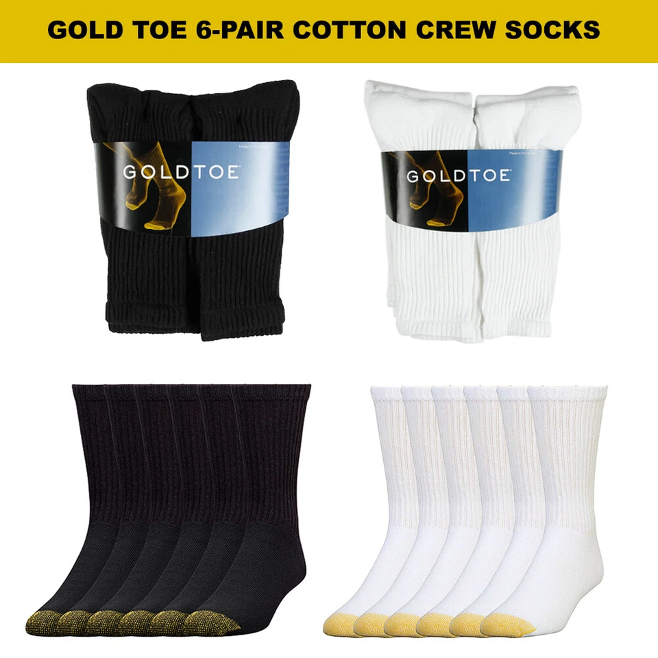 Gold Toe Men's 6 Pack Cotton Athletic Crew Socks