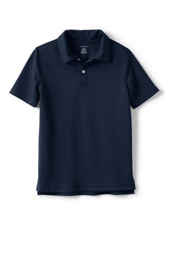Lands' End Boys Short Slv Poly Pique Polo Shirt Classic Navy M NWOT (787)