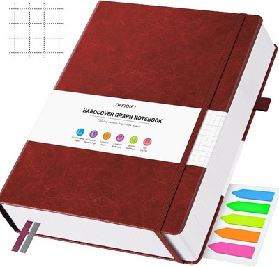 Graph Paper Notebook 312 Numbered Pages B5 Hardcover Leather Journal 100gsm