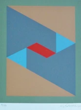 GODFRIED LAMERS "Concrete Composition 1990" Screenprint hand signed Dutch Artist