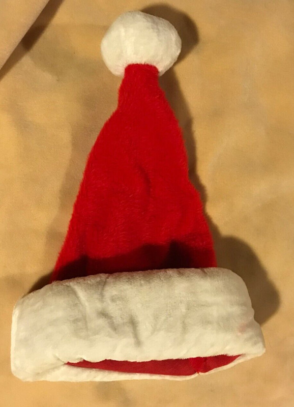Red Furry Plush Santa Hat   ~ 22"