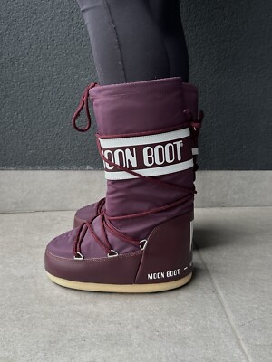Moon Boot Women's Snow Burgundy Winter Shoes Size 35/38 US 3.5/6