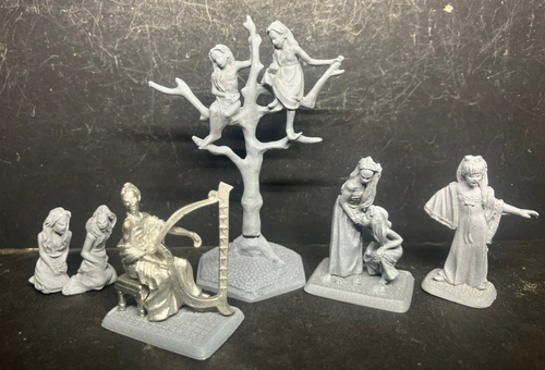 Mithril Elf Girl Harpist, Elf Children in Tree, Elf Maidens Metal Miniature *EX*