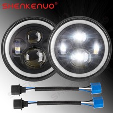 Pair 7inch Round Projector Led Headlights Hi-lo Beam Fit For Mg Midget 1969-1979