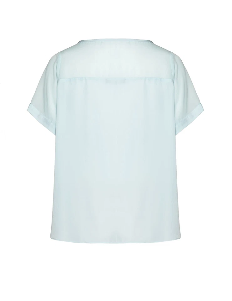 Blusa para mujer MYNT 1792 154139 detalle transparente manga corta azul claro talla X Foto 2 de 2