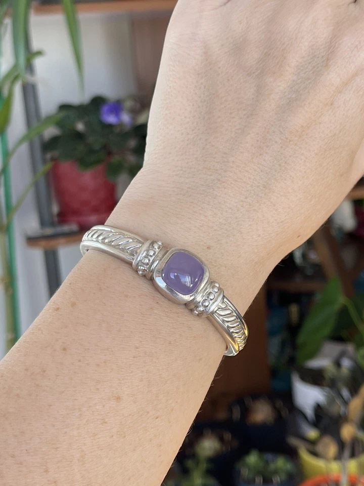 Pulseira articulada Judith Ripka prata 925 calcedônia lavanda média - Imagem 3 de 4