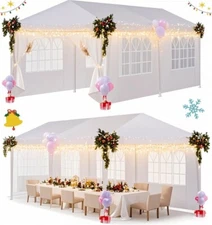 10' 20' 30' White Outdoor Wedding Party Tent Patio Gazebo Canopy with Side Wall！