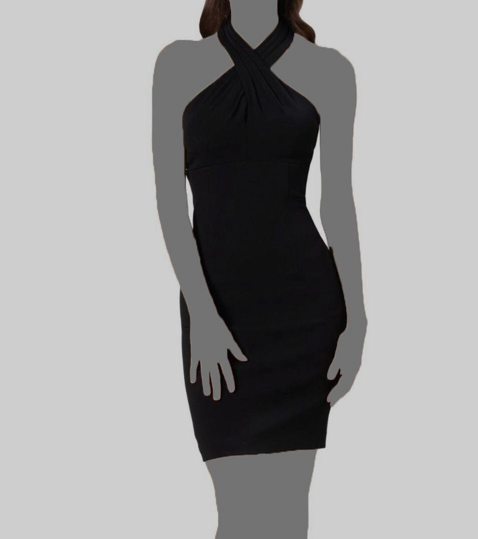 black bodycon dress xl Black Bodycon Dress Rib Jersey Tie Midi Off Shoulder main image 1