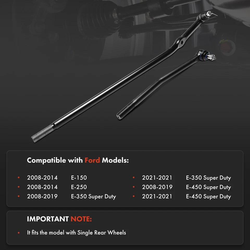 2x Extremidade interna dianteira da haste de amarração para Ford E-150 E-250 2008-2014 E-350 E-450 Super Duty - Imagem 2 de 4