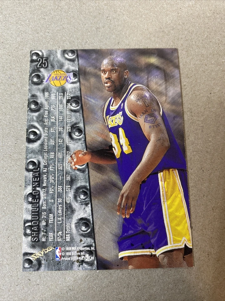 Shaquille O’Neal Shaq 1998-99 Metal Universe #25 Los Angeles Lakers Kobe MVP - Image 2 of 2