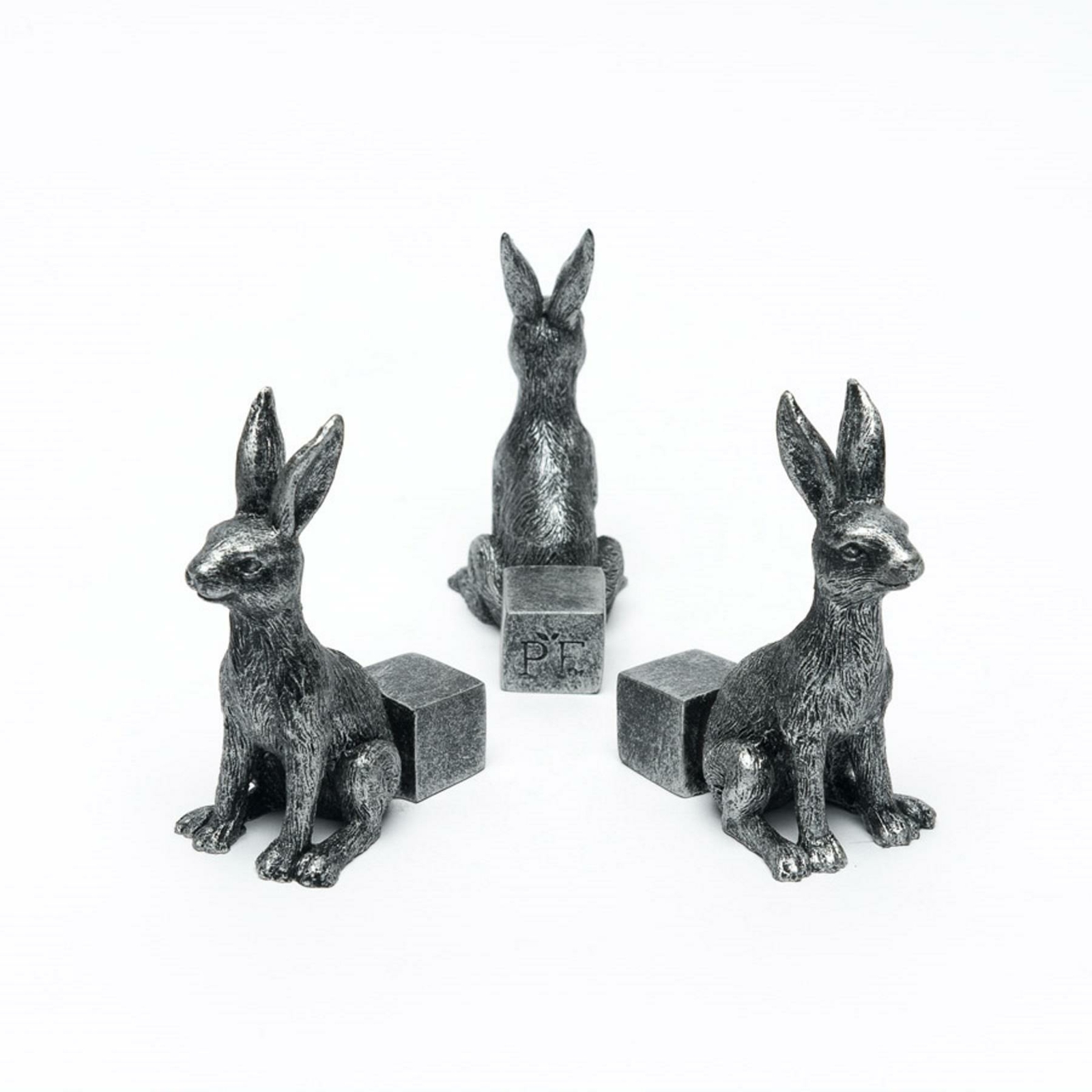 Potty Feet Silver Hare Trio Set Of 3 Polyresin Colour Plant Pot Riser Ornament