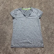 xersion womens small v-neck short sleeve athletic t-shirt gray