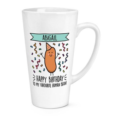 Personalisiertes Happy Birthday Banner Favorit menschliche Bohne 17 Unzen großer Latte Becher Tasse